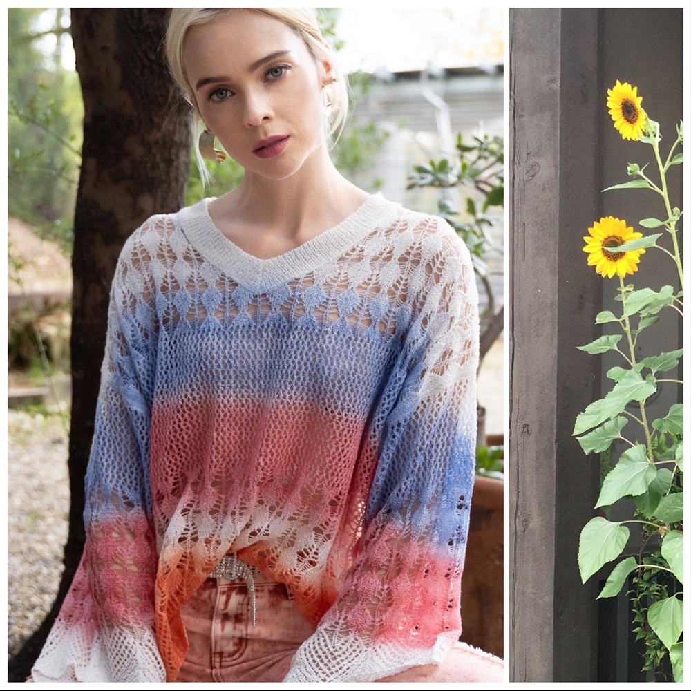 Hand Dyed Caribbean Blue Knit Pullover - Picture 9 of 12